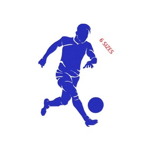 Soccer player silhouette embroidery design, soccer embroidery design, 6 sizes. INSTANT DOWNLOAD
