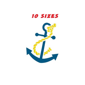 Anchor embroidery design, 10 sizes. INSTANT DOWNLOAD