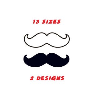 Peut inclure: Deux modèles de moustache, une noire et une blanche, avec le texte "13 TAILLES" et "2 MODÈLES" en dessous.