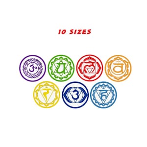 7, Chakra Symbol embroidery design, Meditation embroidery design, Yoga embroidery design. 10 Sizes. INSTANT DOWNLOAD