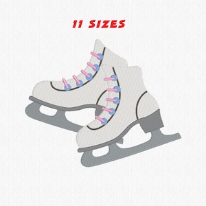 Ice skate embroidery design files - PES, DST, JEF, etc. formats - 11 sizes. Instant download