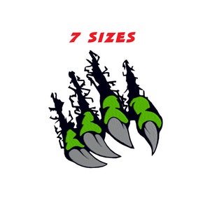 May include: Green and gray claw marks with a ripped background.  The claw marks are in a variety of sizes.  7 SIZES.