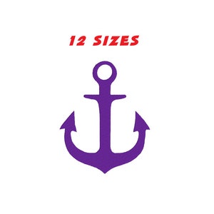 May include: Purple anchor silhouette with a rounded top and two pointed ends. The anchor is isolated on a white background. 12 SIZES.