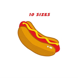 Hot dog embroidery design, hot dog embroidery design, 12 sizes. INSTANT DOWNLOADD