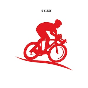 Cyclist silhouette embroidery design, cycling embroidery design, 6 sizes. INSTANT DOWNLOAD