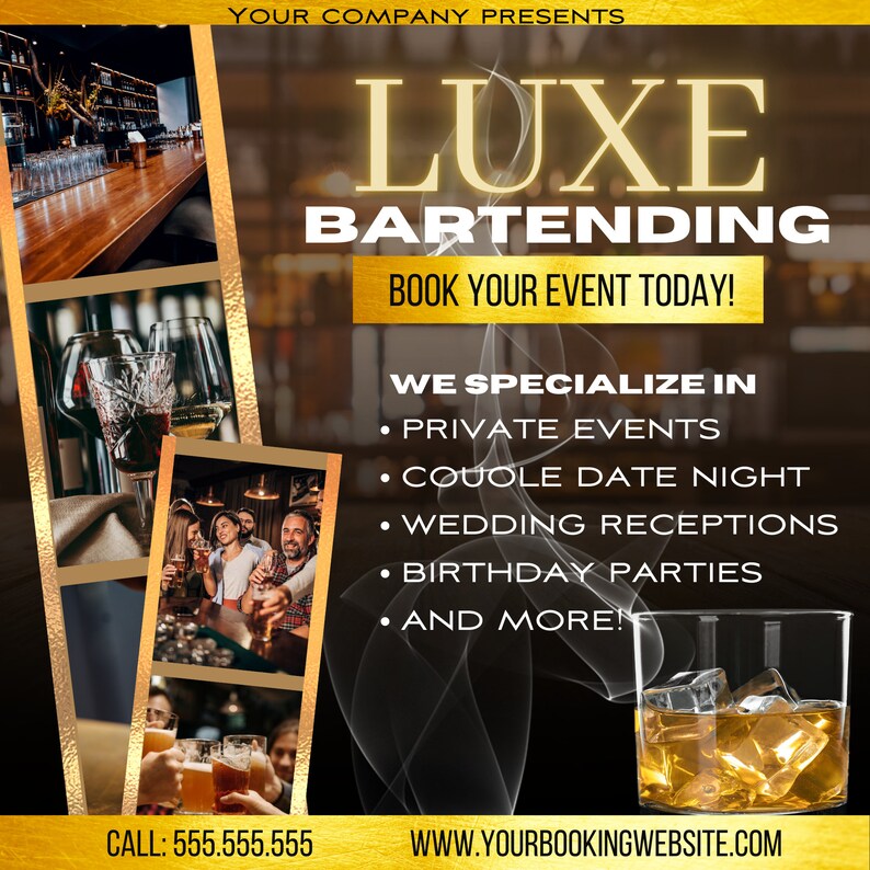 Mobile Bartending Eflyer Template Bartender Bartending Etsy