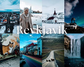 Presets de Lightroom de Reikiavik / 20 filtros para móvil y ordenador / Pack de fotografía de invierno y nieve para viajes a Islandia