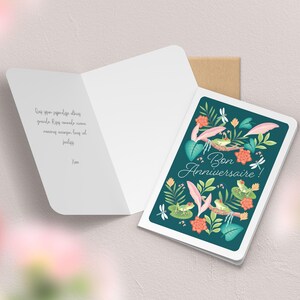 Carte de vœux double anniversaire avec enveloppe | Illustration, papeterie Grenouilles