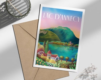 Carte postale "Lac d'Annecy" | Illustration, papeterie