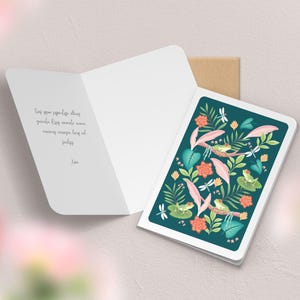 Carte de vœux double à motif avec enveloppe | Illustration, papeterie Grenouilles