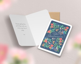 Carte de vœux double anniversaire avec enveloppe | Illustration, papeterie
