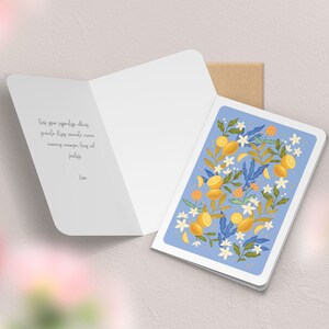 Carte de vœux double à motif avec enveloppe | Illustration, papeterie Citron bleu