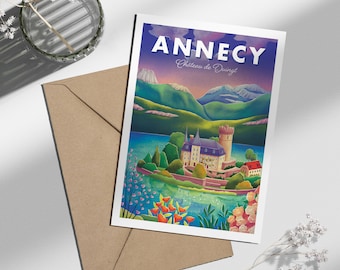 Carte postale Annecy Château de Duingt | Illustration, papeterie