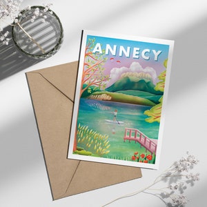 Carte postale Annecy Paddle | Illustration, papeterie