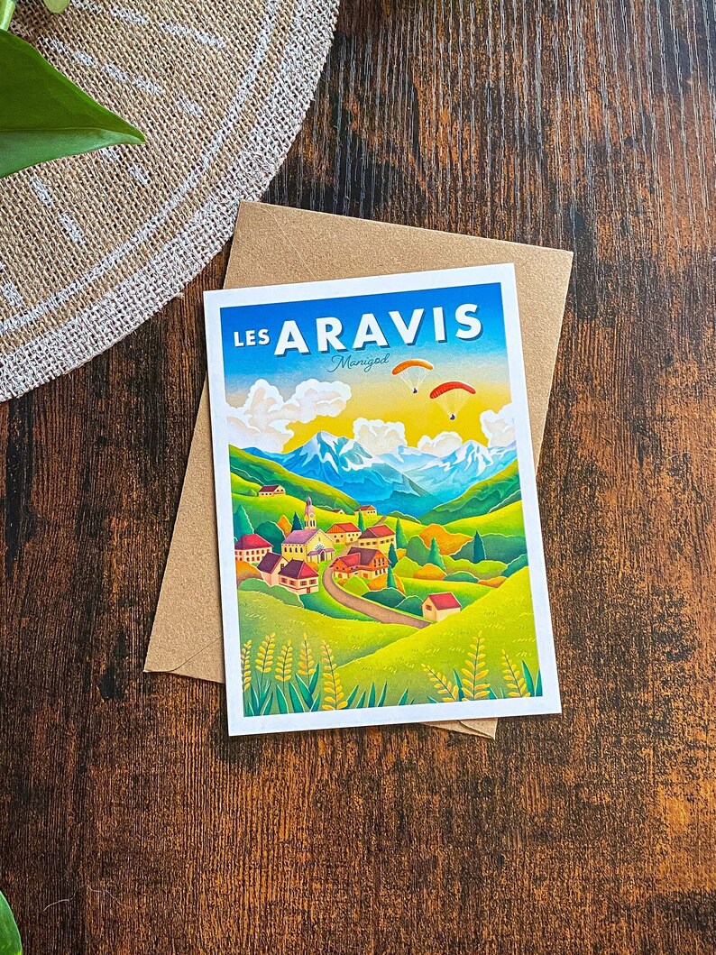 Carte postale "les Aravis" Manigod, Haute-Savoie | Illustration, papeterie image 2