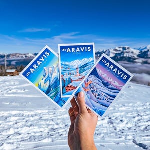 Carte postale spécial hiver, "les Aravis" Haute-Savoie | Illustration, papeterie image 2