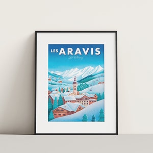 Toeristische affiche Les Aravis, La Clusaz | Illustratie, wanddecoratie
