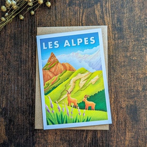 Carte postale "Les Alpes" été | Illustration, papeterie image 2
