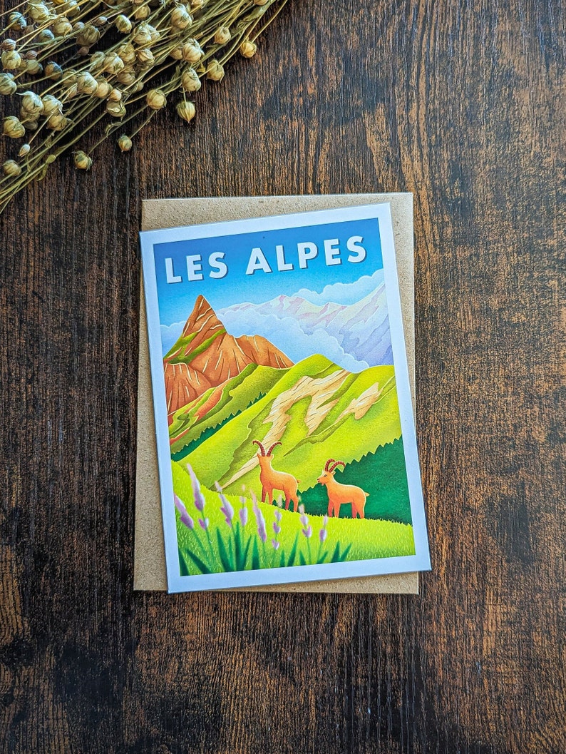 Carte postale "Les Alpes" été | Illustration, papeterie image 2