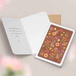 Carte de vœux double fleurs, printemps | Illustration, papeterie Fleurs d'automne 1