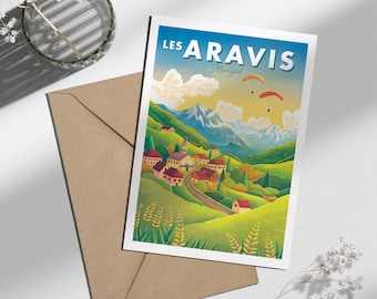 Postcard "les Aravis" Manigod, Haute-Savoie | Illustration, stationery