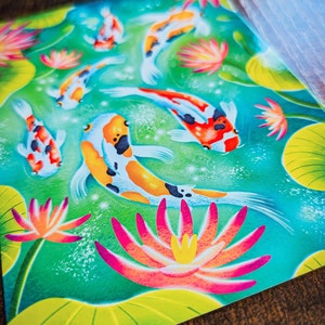 Carte postale Carpes Koï | Illustration, papeterie image 2