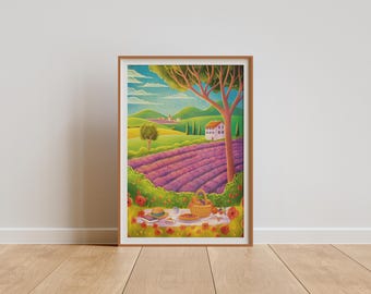 Decoratieve poster Landschap van de Provence - Franse Rivièra | Illustratie, wanddecoratie