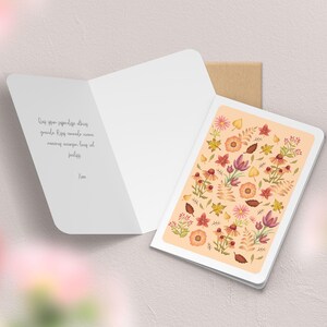Carte de vœux double fleurs, printemps | Illustration, papeterie Fleurs d'automne 2