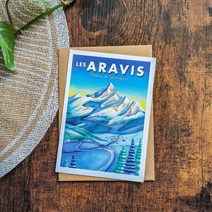 Carte postale spécial hiver, "les Aravis" Haute-Savoie | Illustration, papeterie image 6