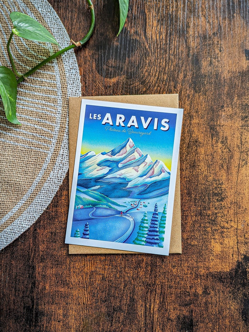 Carte postale spécial hiver, "les Aravis" Haute-Savoie | Illustration, papeterie image 6