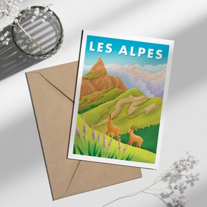 Carte postale "Les Alpes" été | Illustration, papeterie