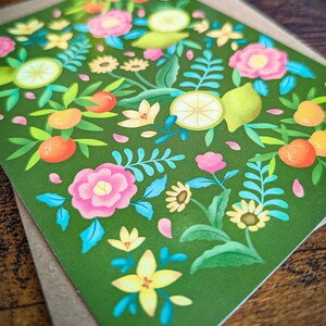 Carte postale Motif Été fleurs et agrumes | Illustration, papeterie 画像 4