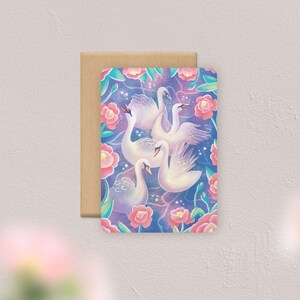 Carte postale Cygnes | Illustration, papeterie
