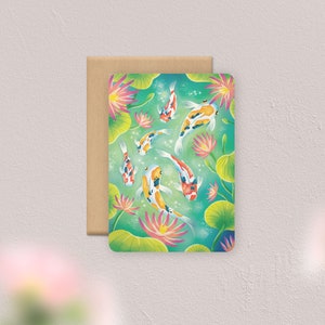 Carte postale Carpes Koï | Illustration, papeterie