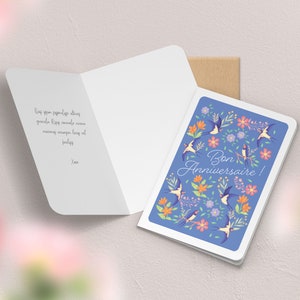 Carte de vœux double anniversaire avec enveloppe | Illustration, papeterie Hirondelles