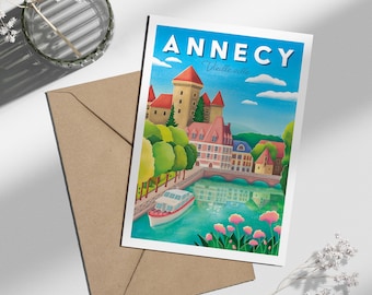Carte postale Annecy Vieille ville | Illustration, papeterie