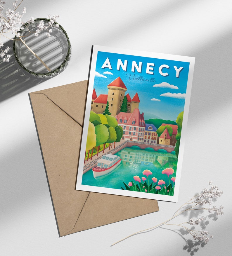 Carte postale Annecy Vieille ville | Illustration, papeterie image 1