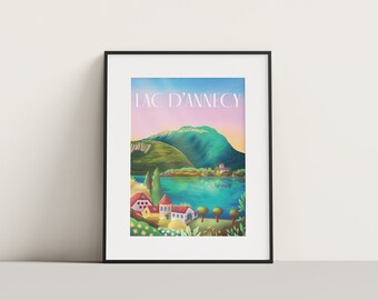 Lake Annecy tourist poster | Illustration, wall decoration