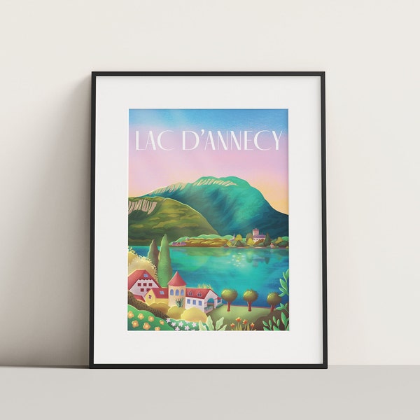 Affiche touristique Lac d'Annecy | Illustration, décoration murale