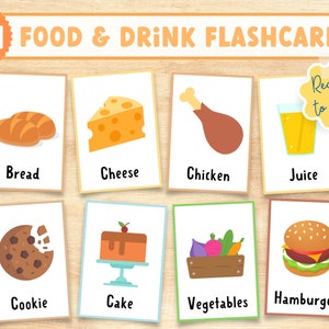 Food and Drink Flashcards | Montessori Flashcards | Homeschool | Preschool | Classroom | Printables | Learning Materials | Digital Download