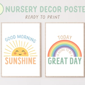 Nursery Wall Art Posters | Good Morning Sunshine | Today Is Going To Be A Great Day | Nursery Printable Wall Art | Digital Download