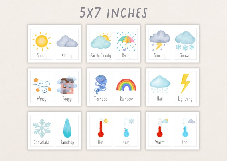 18 Weather Printable Flashcards | Preschool Flashcards | Homeschool ...