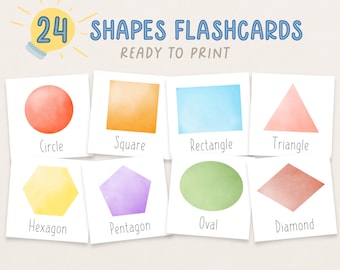 24 Shapes Flashcards | Montessori Flashcards | Homeschool | Preschool | Classroom | Printables | Learning Materials | Digital Download