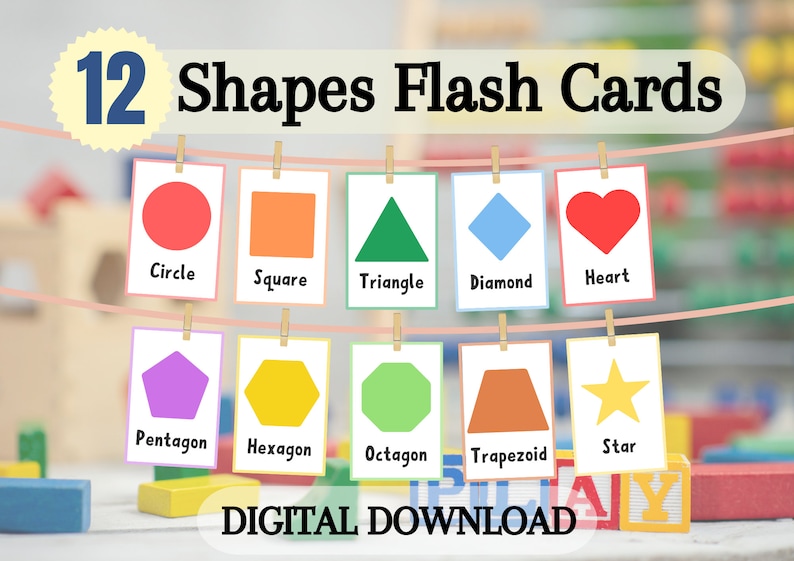 12 Shapes Flash Cards Pdf Printables Preschool Materials Homeschool