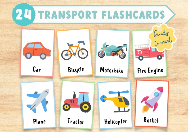 Transport Flashcards | Montessori Flashcards | Homeschool | Preschool ...