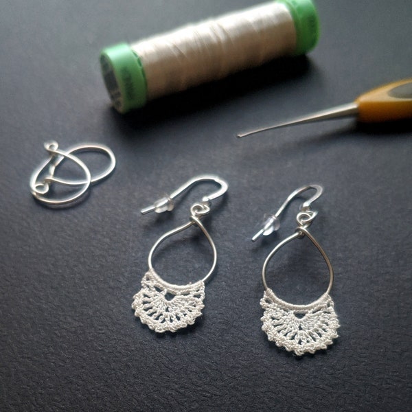 Boucles d’oreilles -  goutte – fil d’argent – crochet miniature - idée cadeau originale – bijoux légers– élégants – à offrir– bijoux mariage