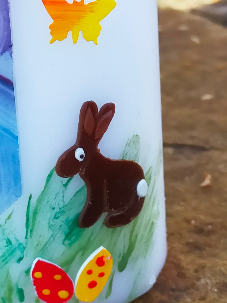 Schaffe fröhliche Ostern mit unserer bunten Osterkerze Eine wunderbare christliche Ostertisch Deko, bunt, fröhlich wie der Frühling Bild 6