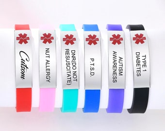 Custom Medical Bracelet, Medical Stainless Silicone Bracelet, Identification Bracelet, Medic Alert Bracelet, Free Engraving, BoyzWillBBoyz