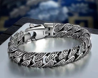 S925 Silver Male Pattern Bracelet, S925 Silver Men's Bracelet, Pattern Bracelet Men S925 Silver, BoyzWillBBoyz