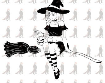 Halloween Sorcière Citrouille SVG Sorcière Anime
